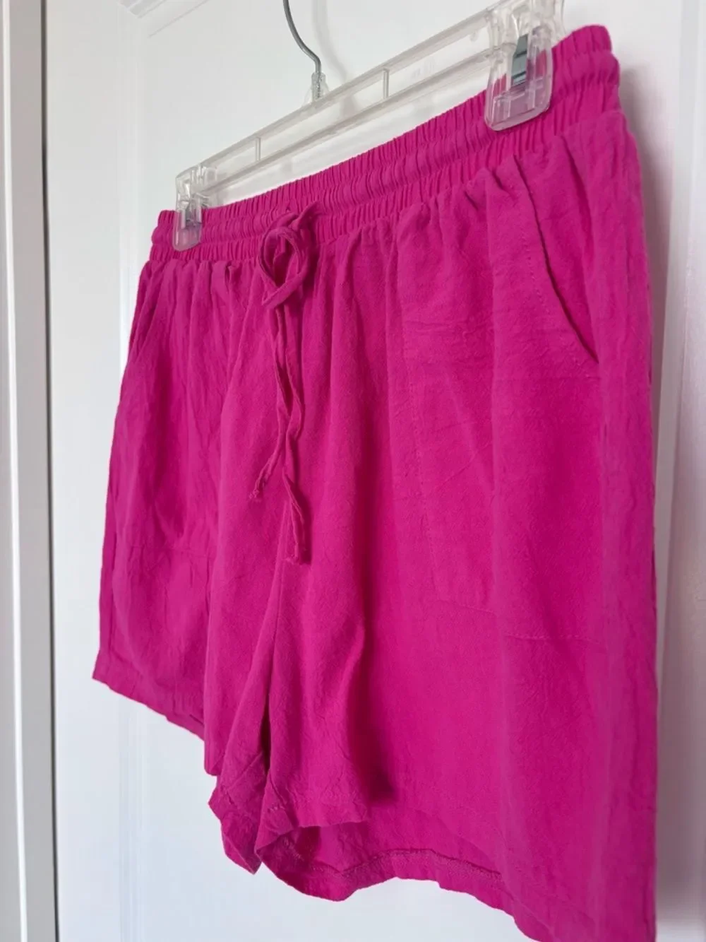 100% Cotton Matching Set Barbiecore Pink Cover up Outfit Button Up Shirt Short M